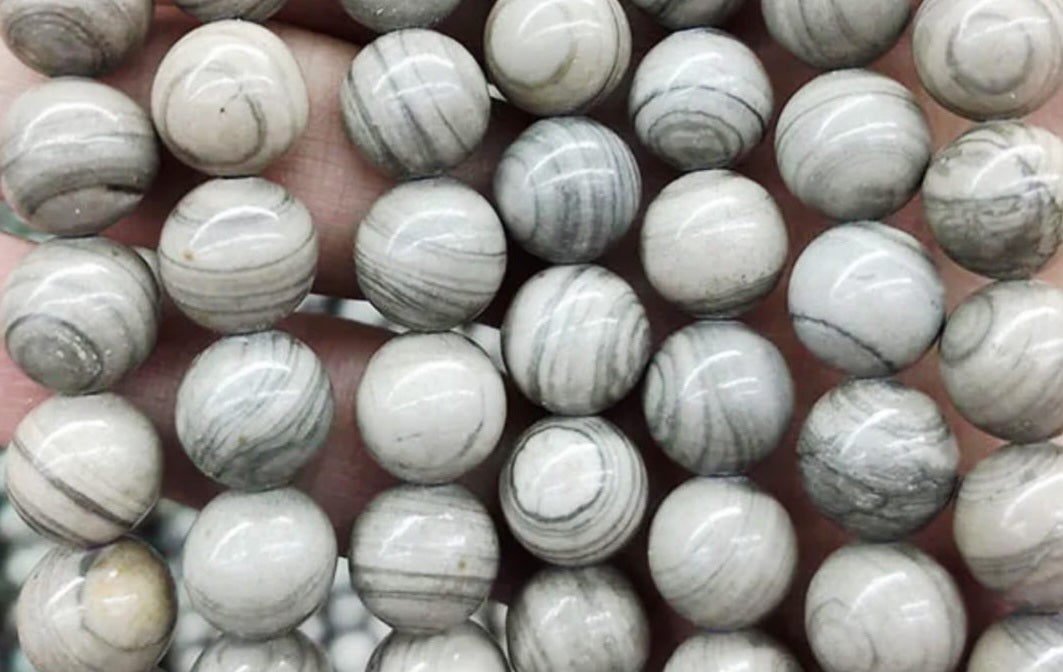 Gray jasper men's bracelet