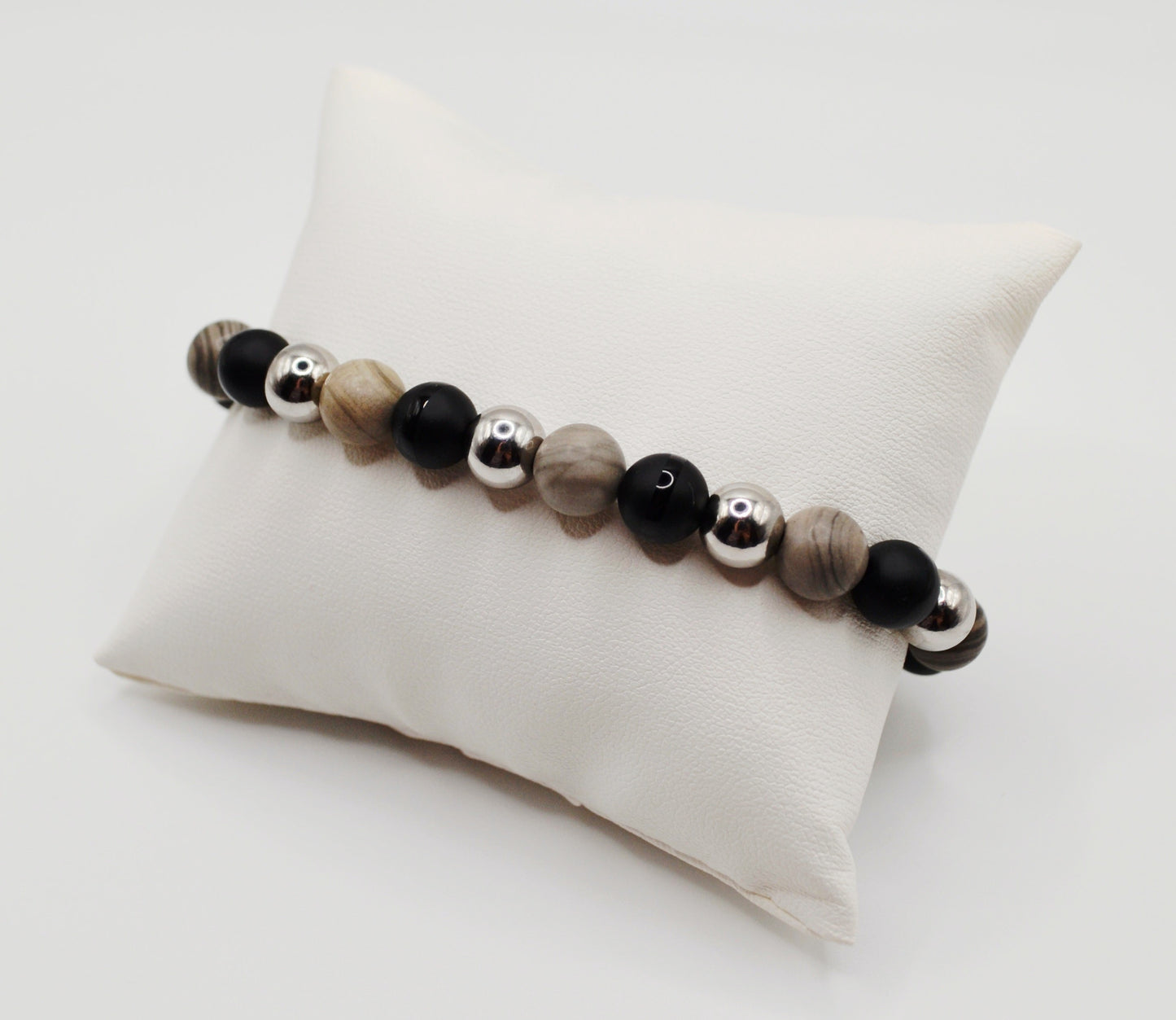 Black, grey and silver men's bracelet