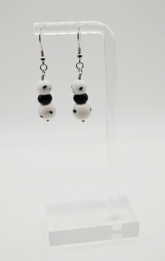 Dalmatian crystal beaded earrings