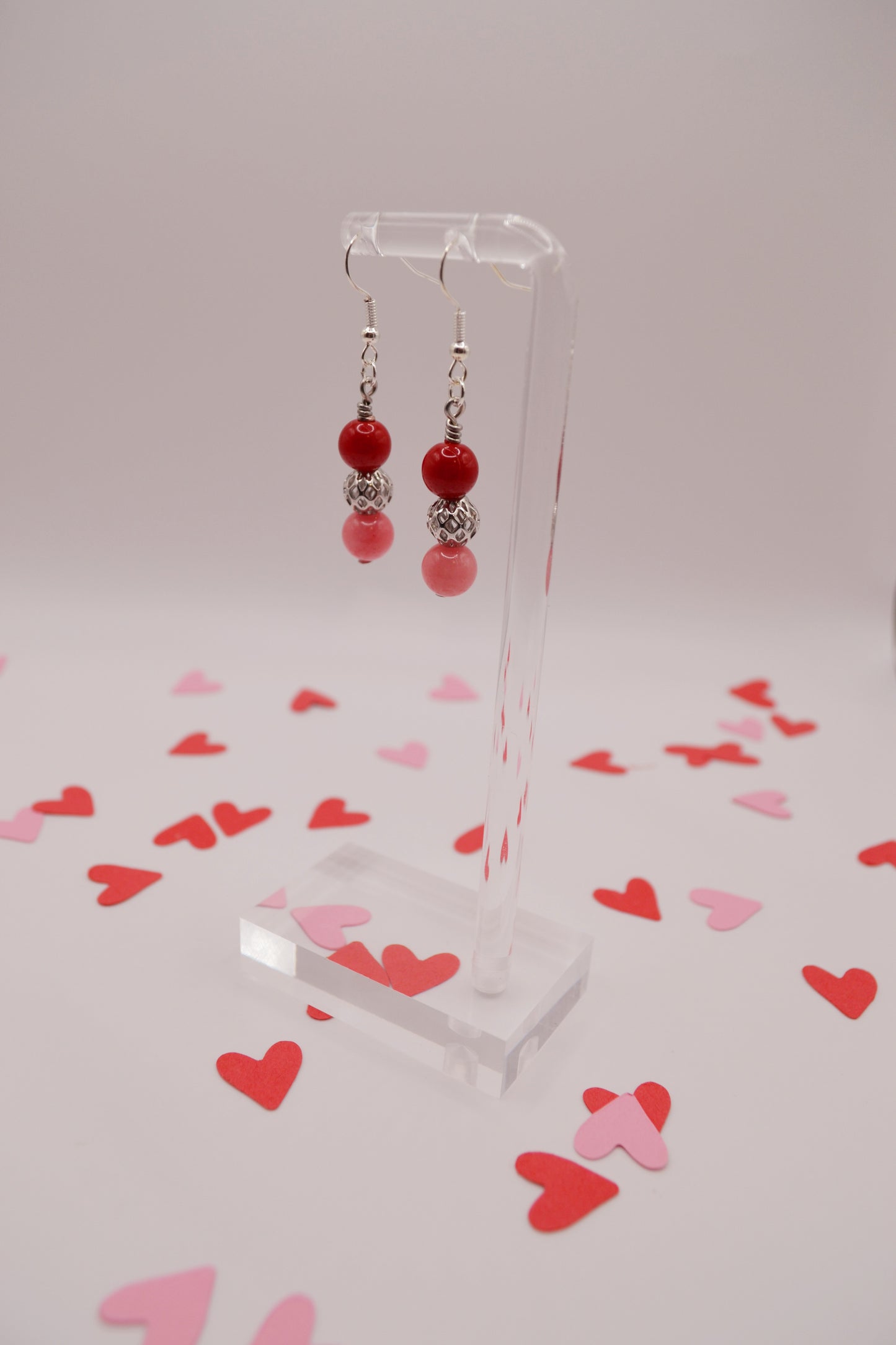 Red and pink earrings