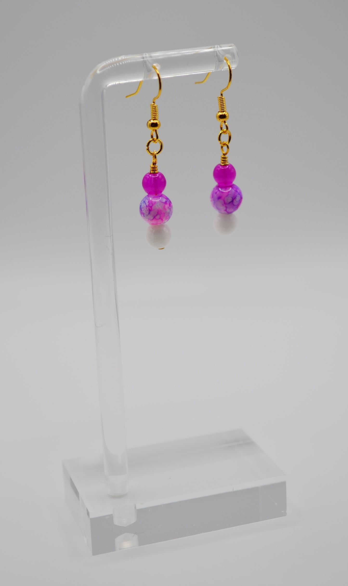 Purple and white marble earrings