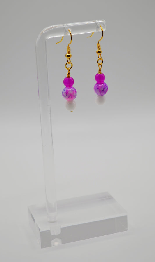 Purple and white marble earrings