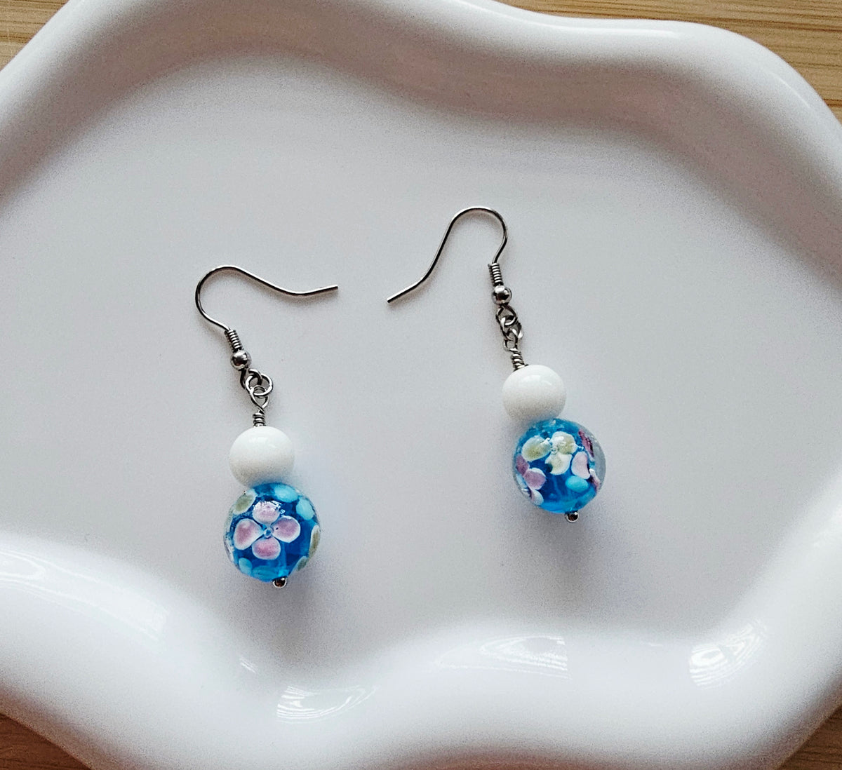 Floral glass earrings