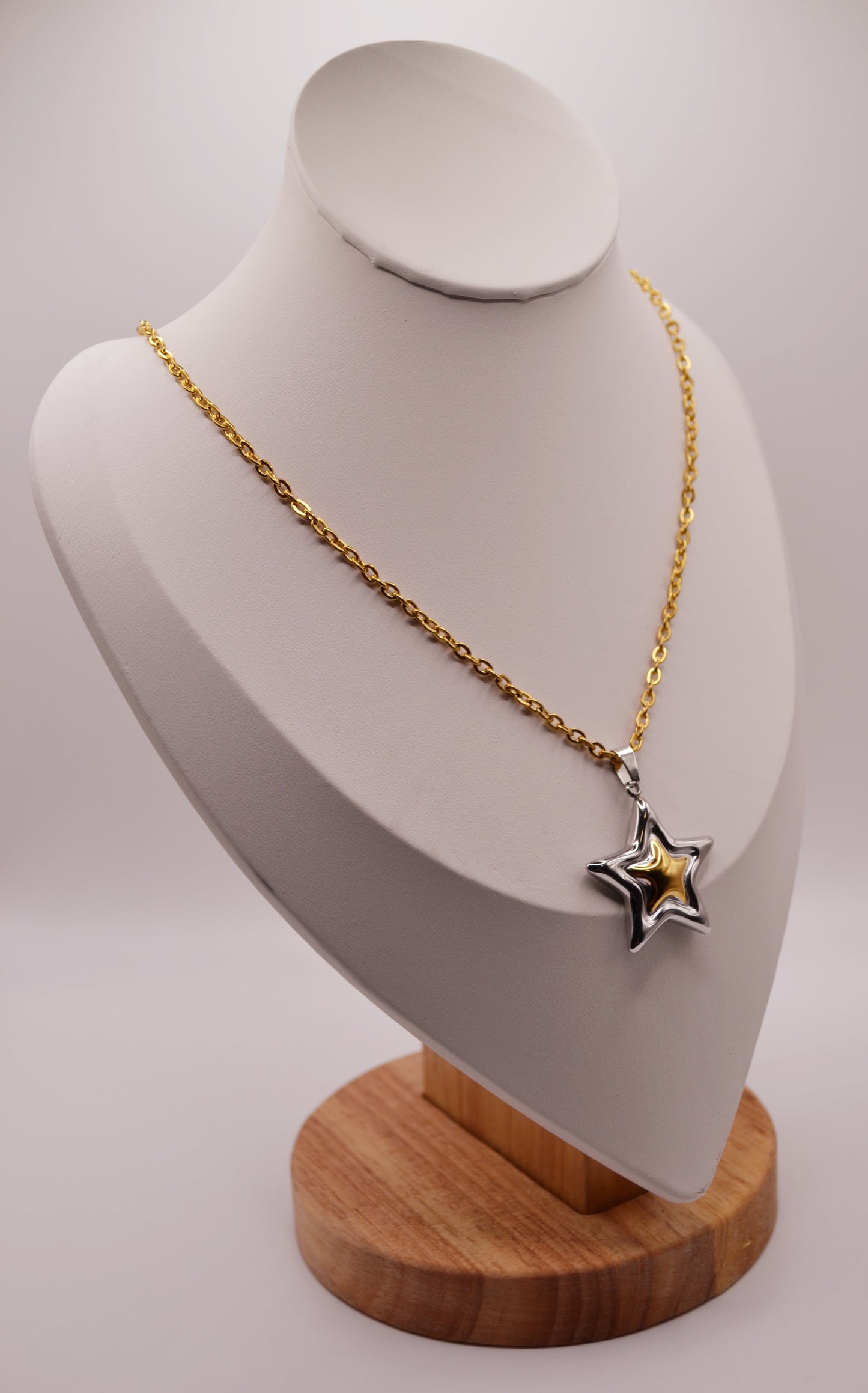 Gold two tone star necklace