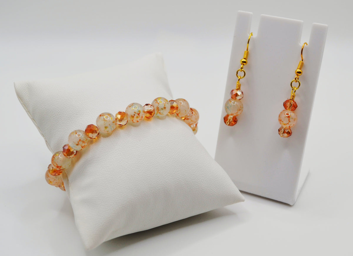 Orange and gold glass earrings