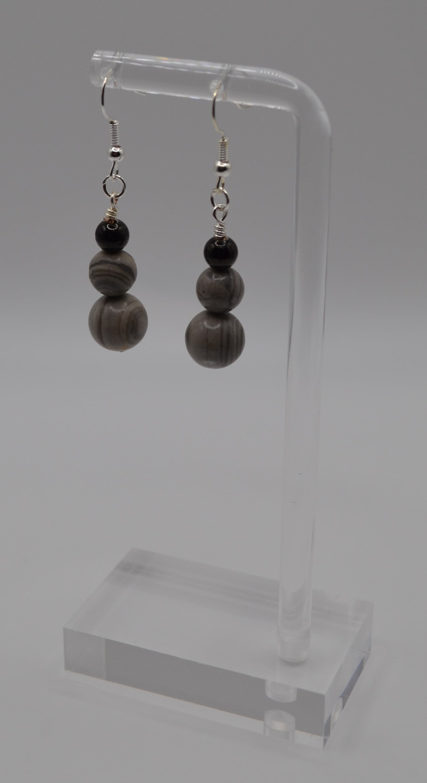 Weimaraner and black beaded earrings