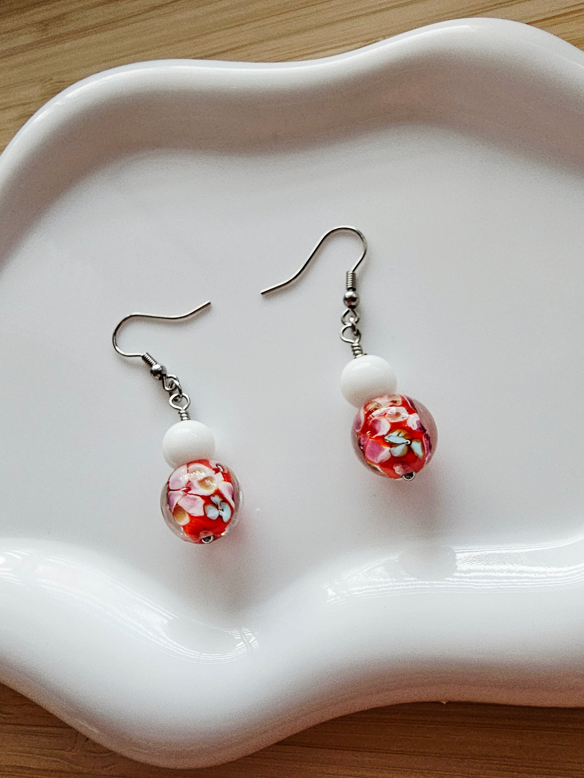 Floral glass earrings