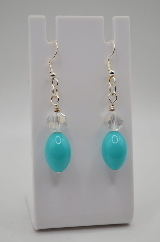 Light blue and clear glass crystal earrings
