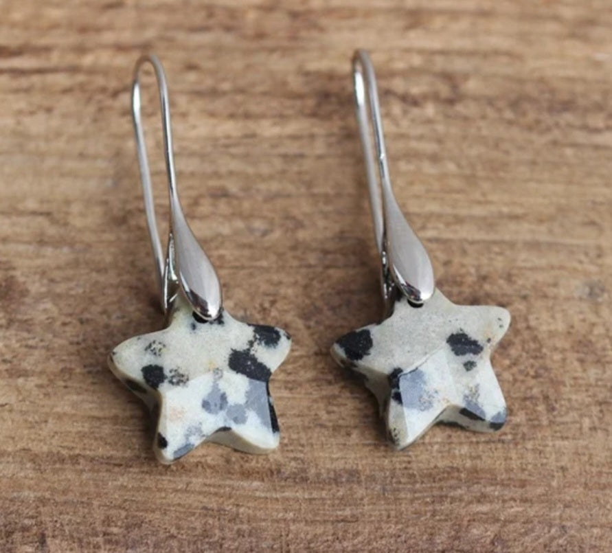 Gemstone star dangle earrings