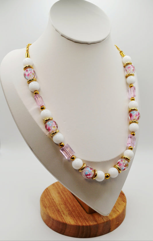Pink floral necklace