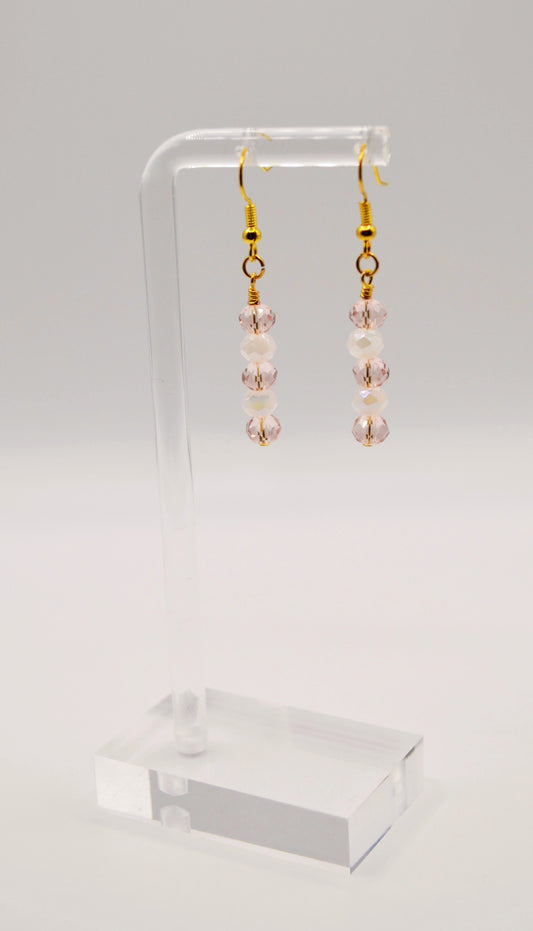 White and pink beaded earrings