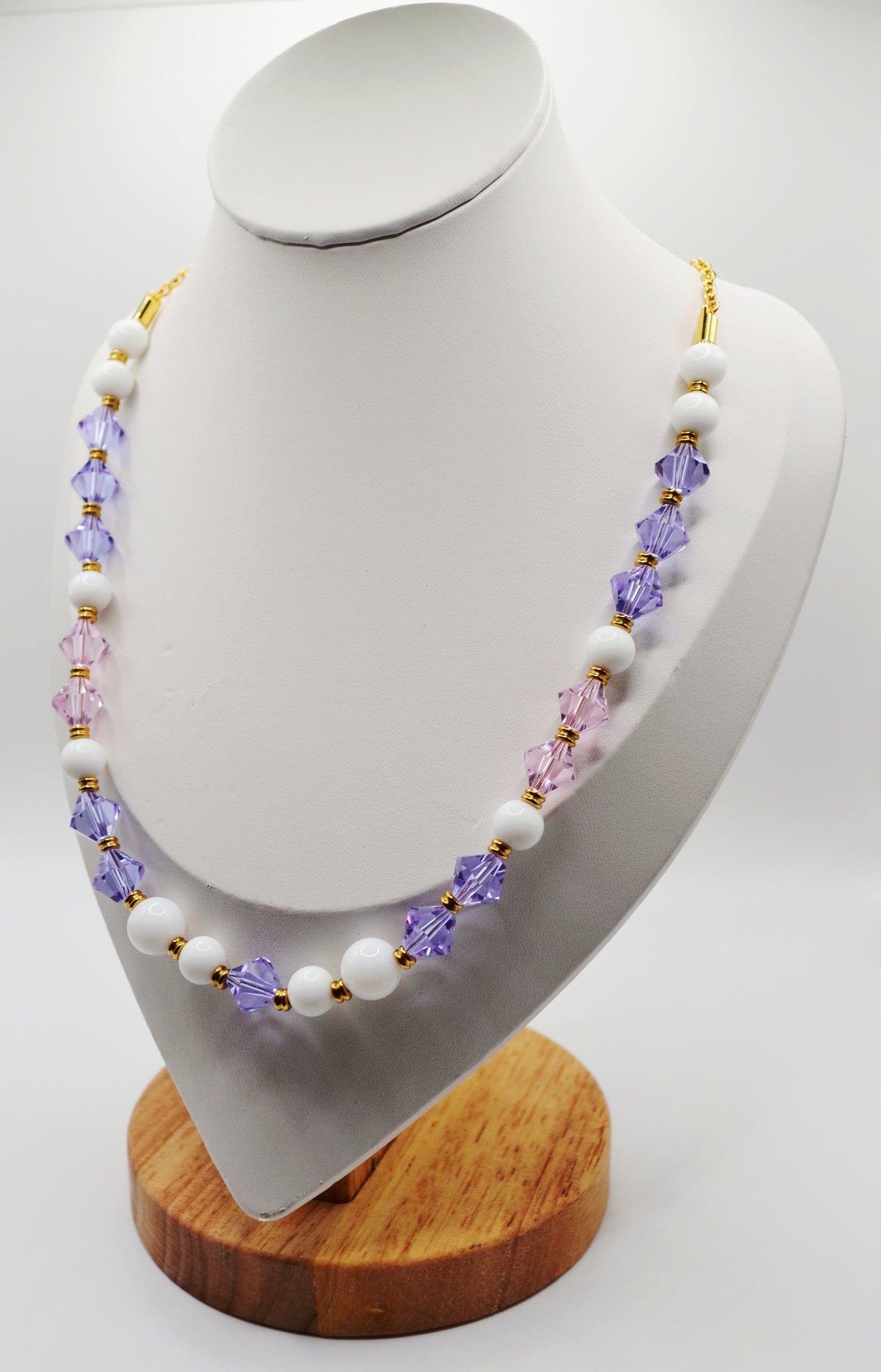 Violet and pink beaded necklace