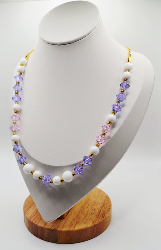 Violet and pink beaded necklace