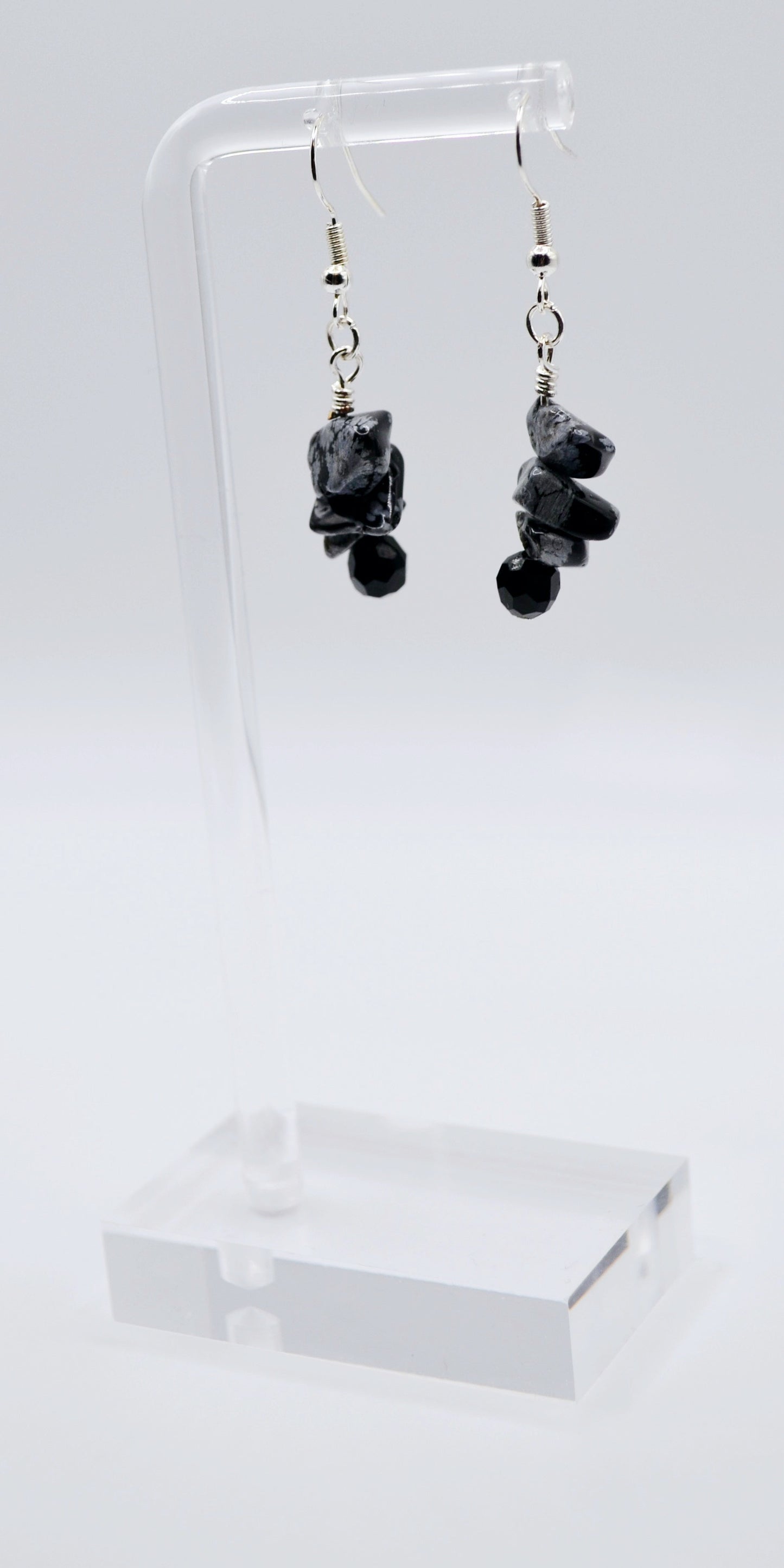 Black marble stone earrings