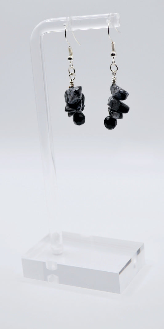 Black marble stone earrings