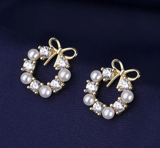 Christmas wreath earrings