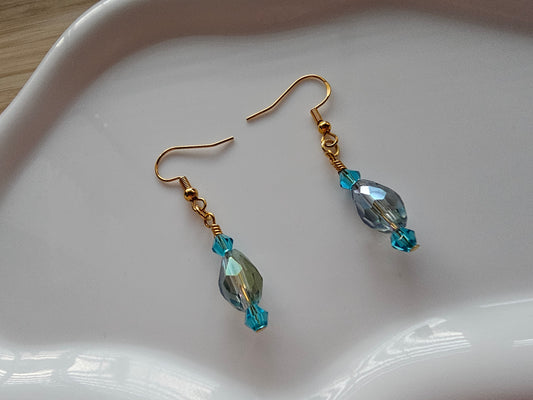 Light blue crystal drop earrings