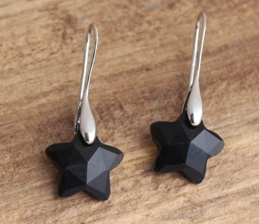 Gemstone star dangle earrings