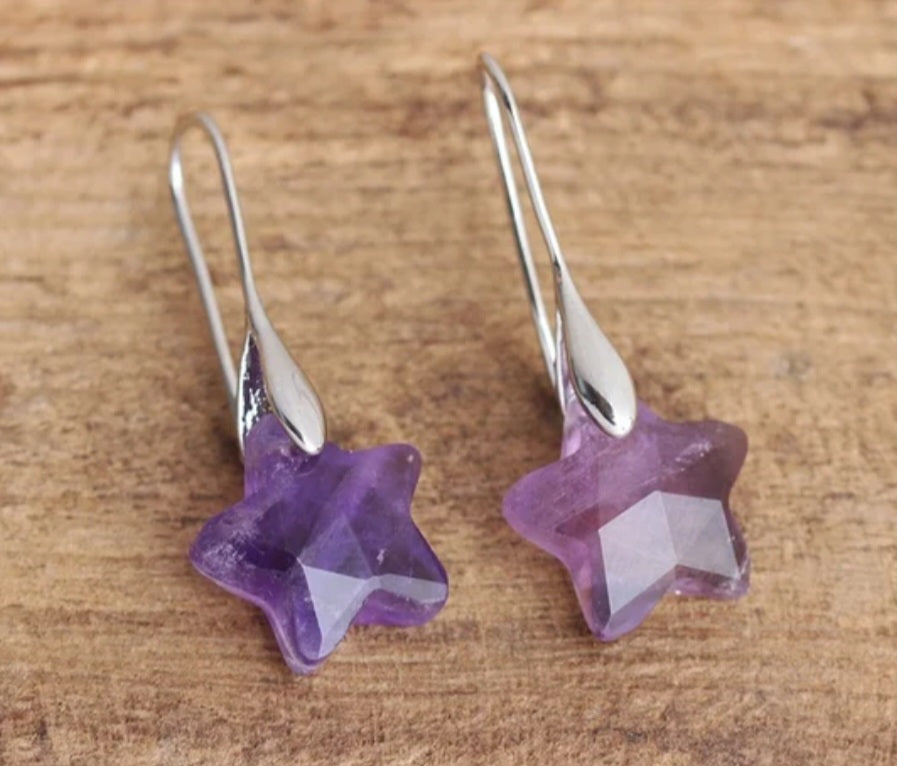 Gemstone star dangle earrings