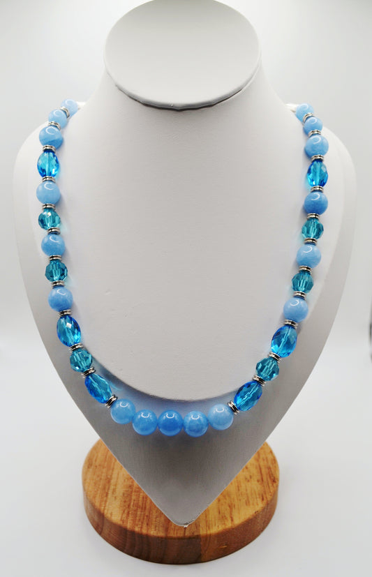 Natural sea blue beaded necklace