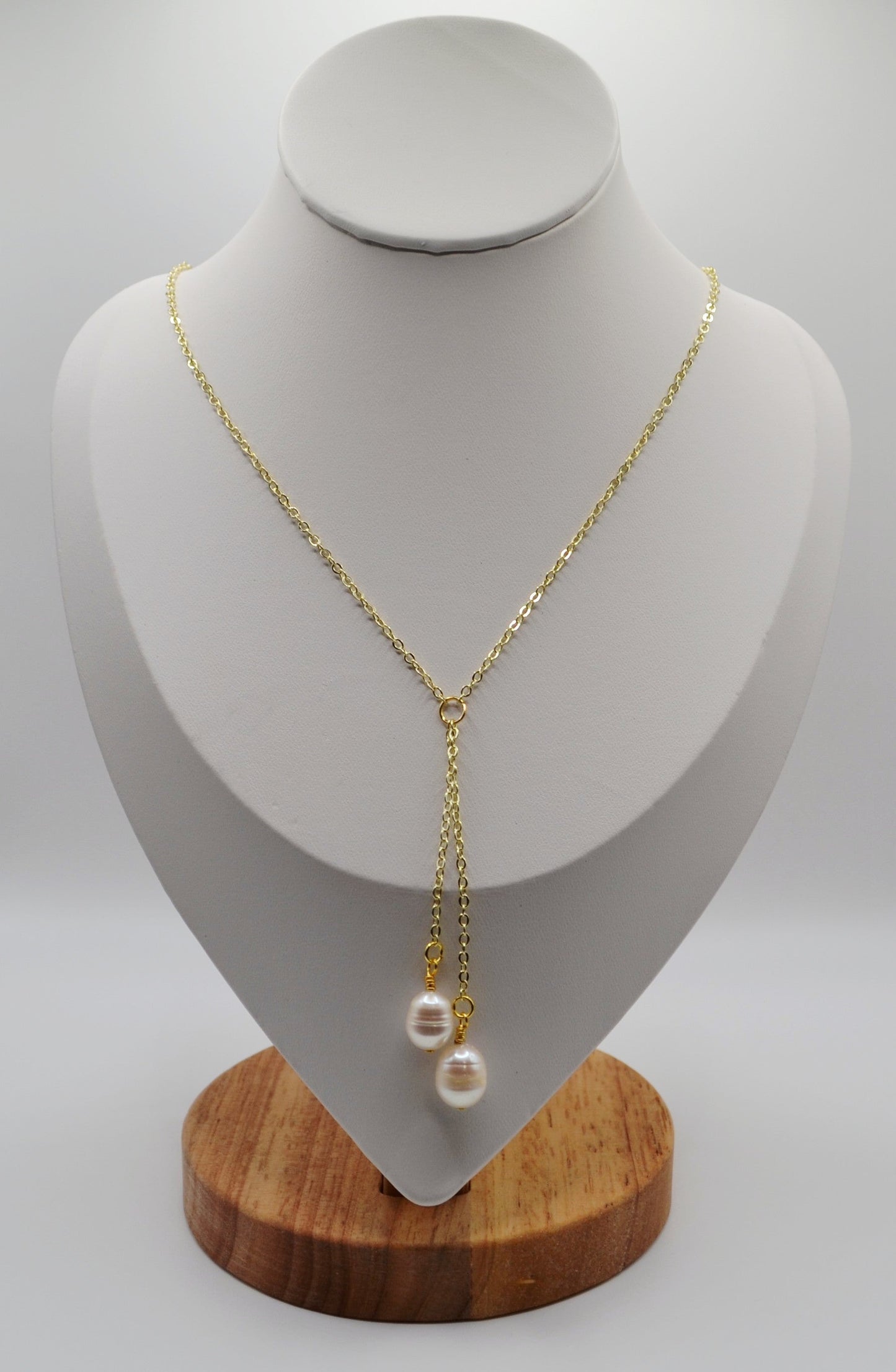 Gold fresh water pearl drop necklace