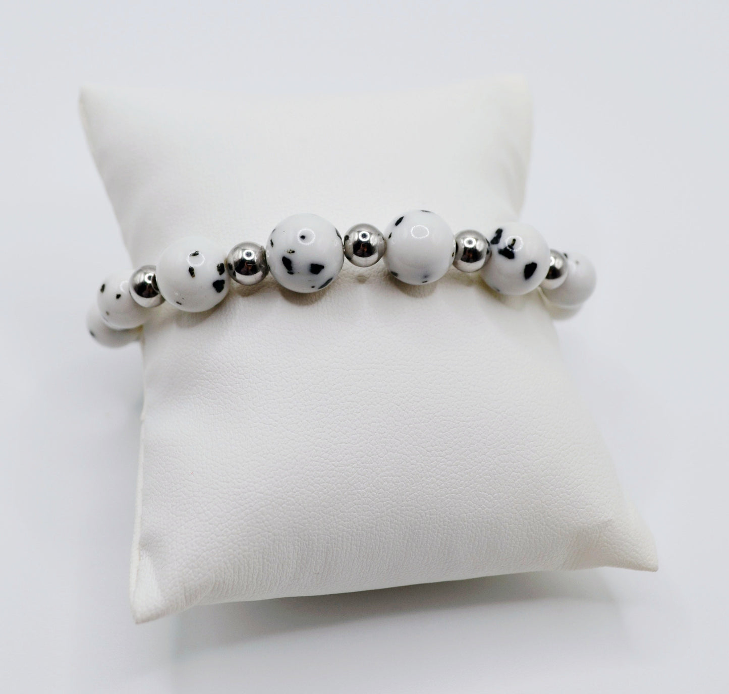 Dalmatian silver beaded bracelet