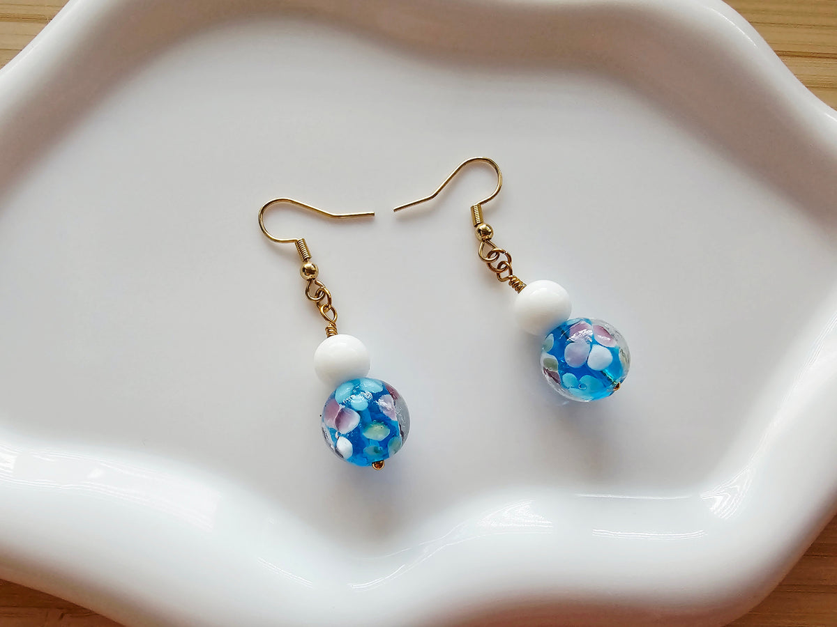 Floral glass earrings