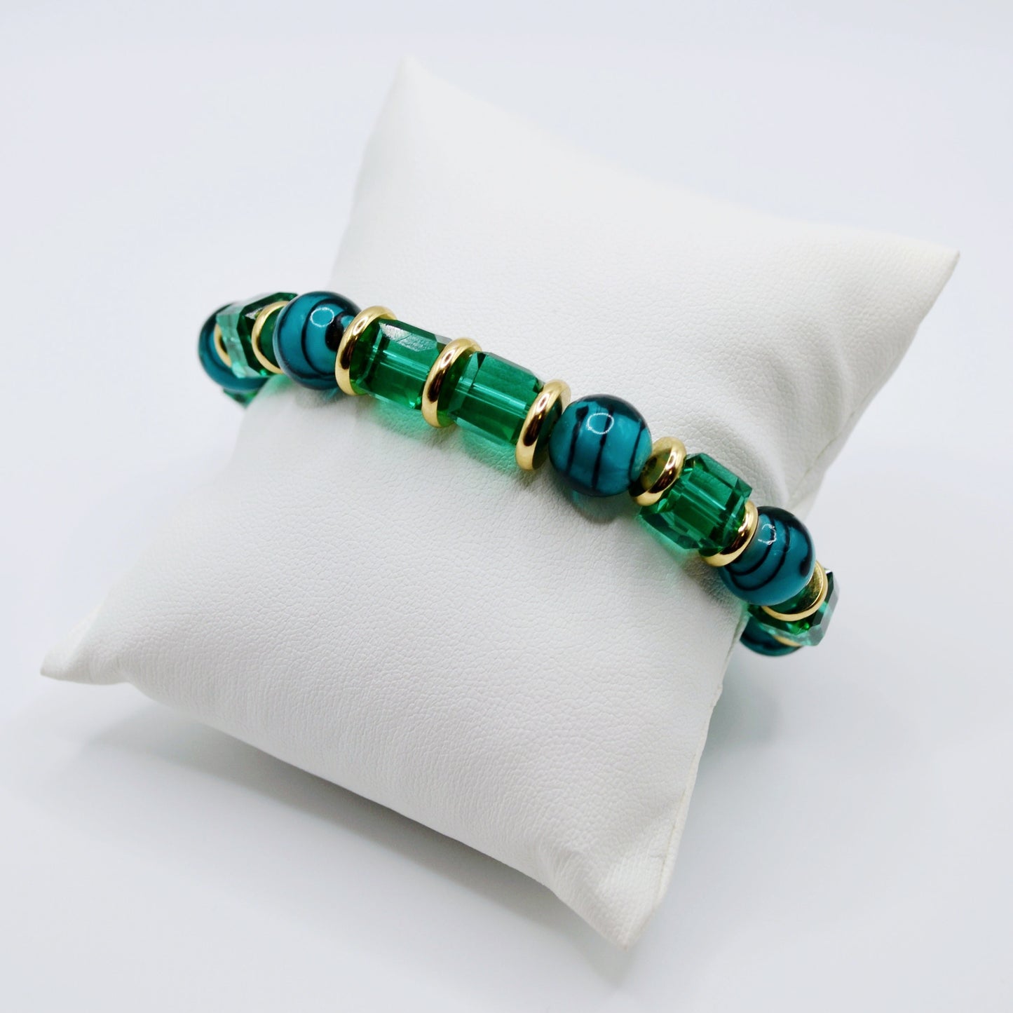 Striped glass beaded bracelets
