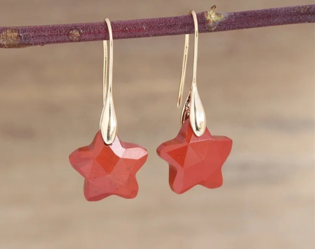 Gemstone star dangle earrings