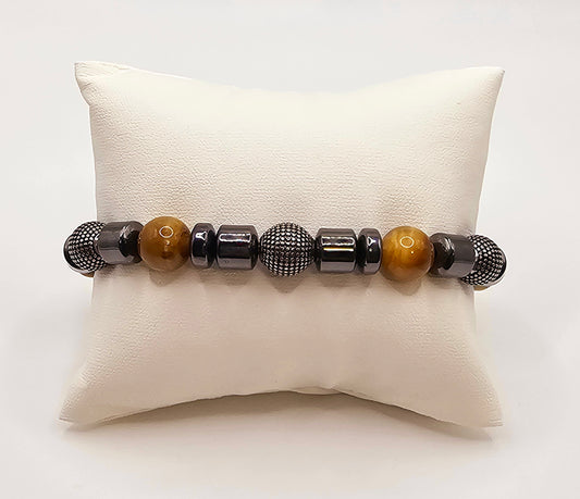 Yellow tiger eye men's bracelet
