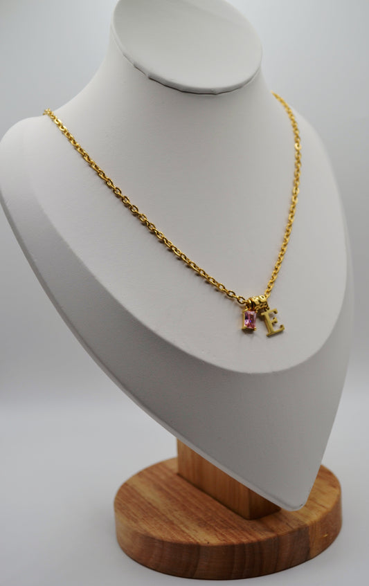 Birthstone and letter charm necklaces