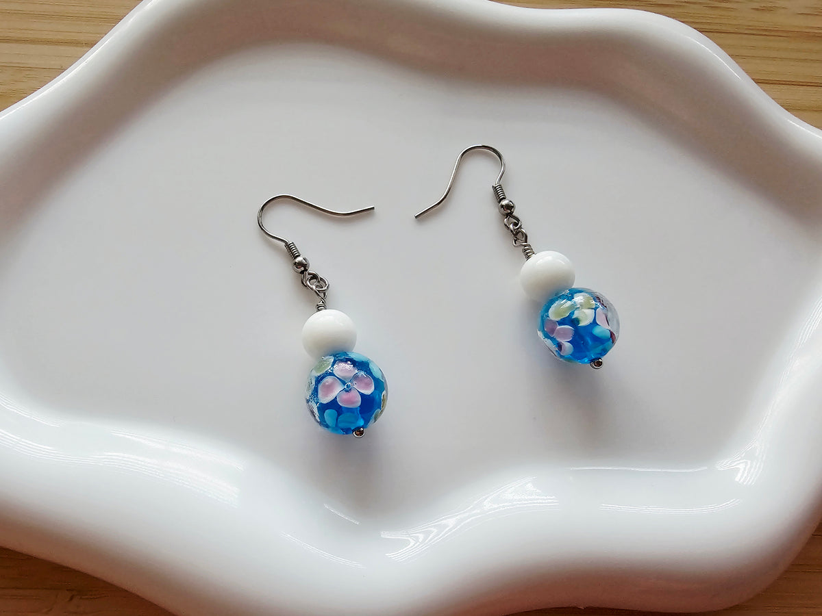Floral glass earrings