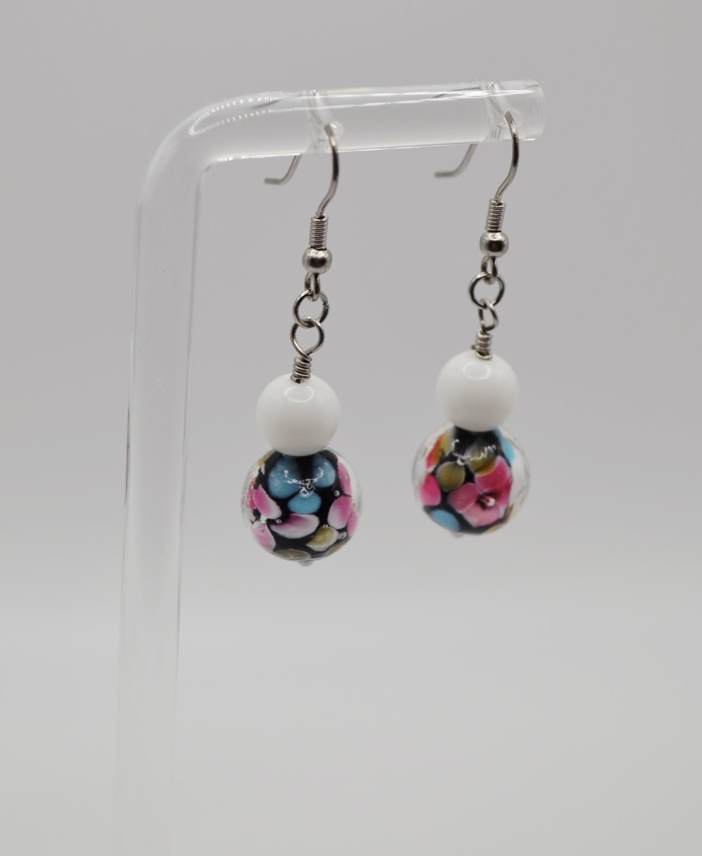 Floral glass earrings