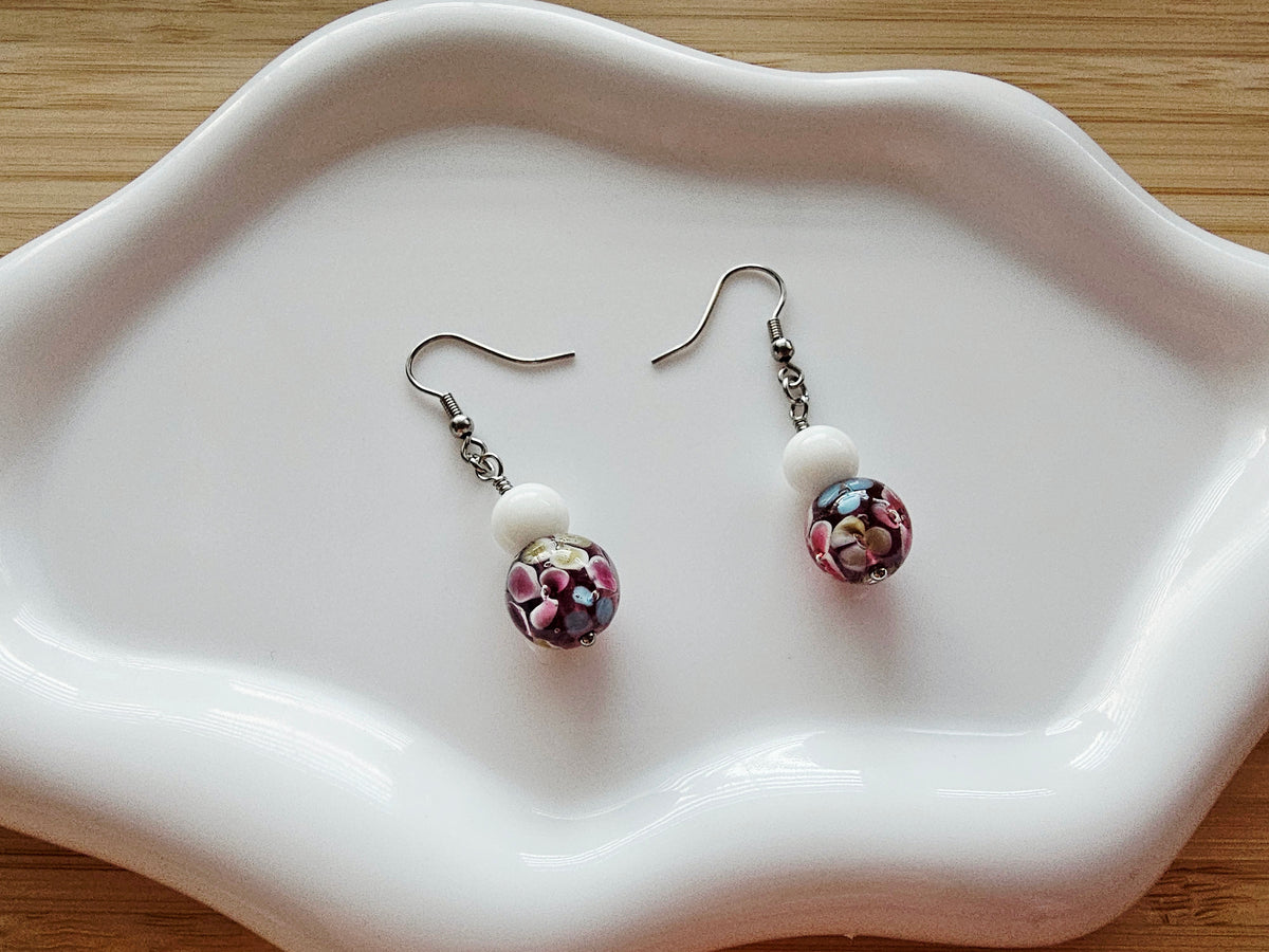 Floral glass earrings