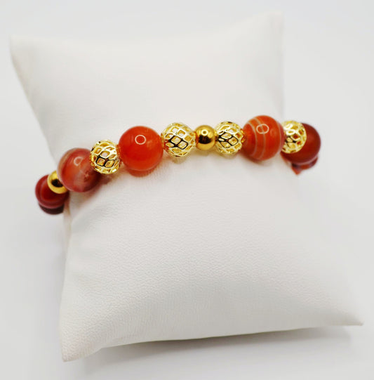 Vizsla cage and gold beaded bracelet