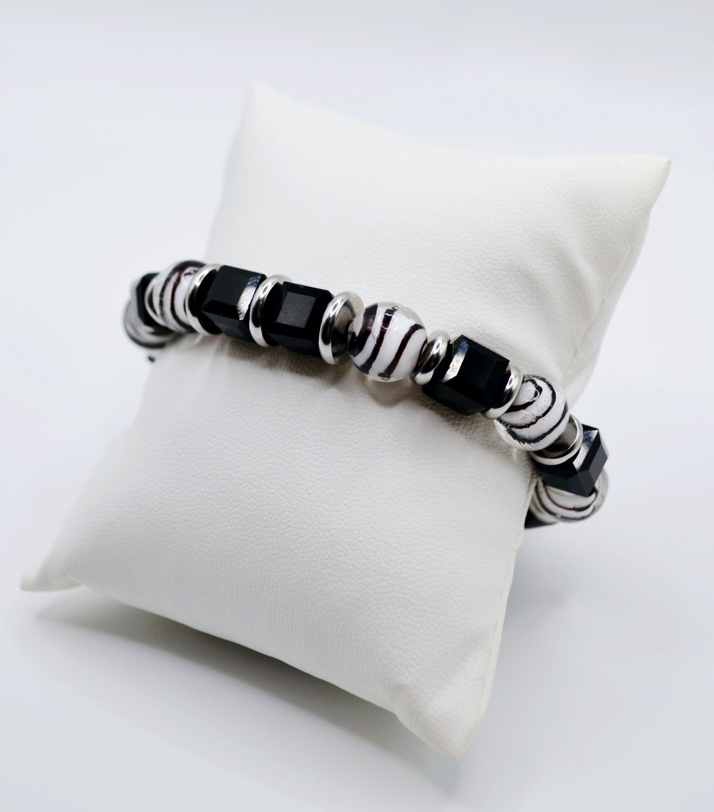 Striped glass beaded bracelets