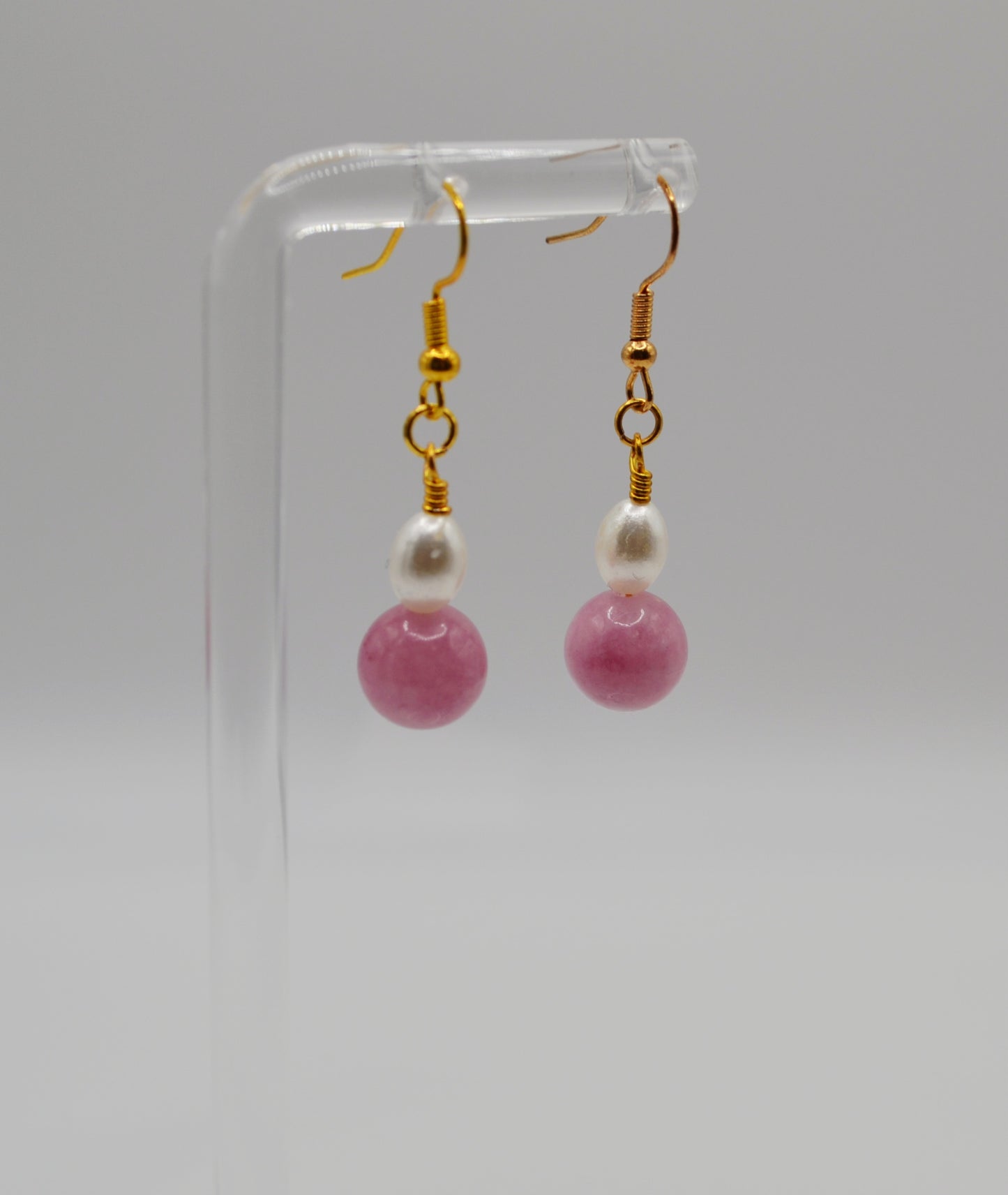 Rose pink and pearl earrings