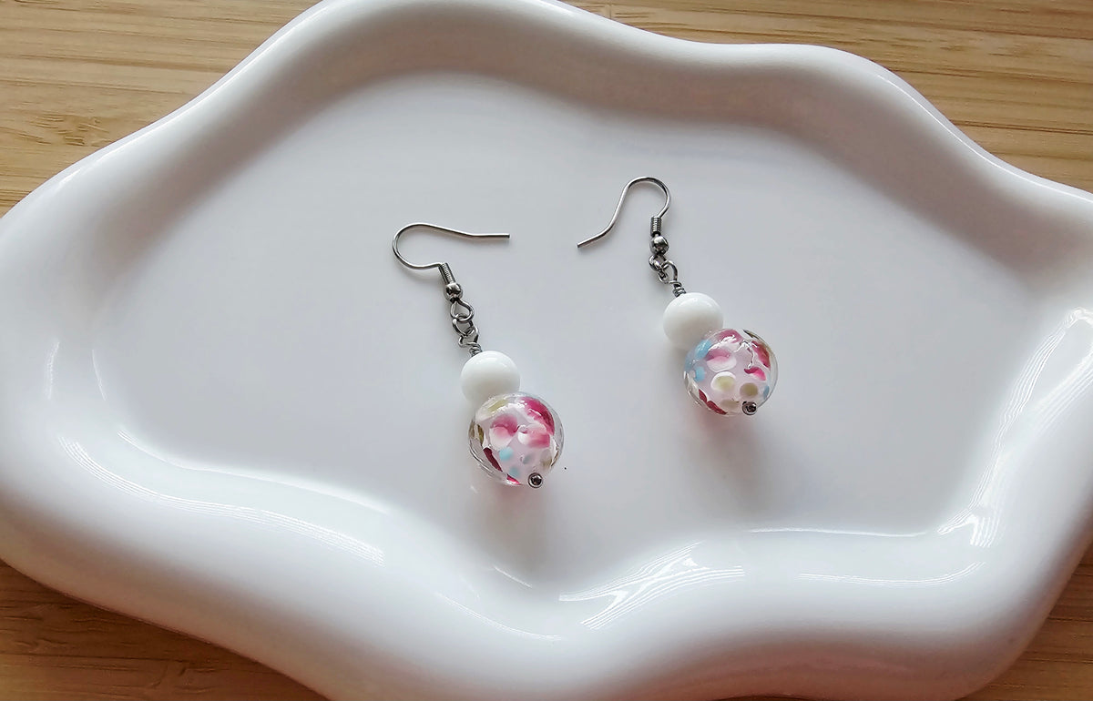 Floral glass earrings