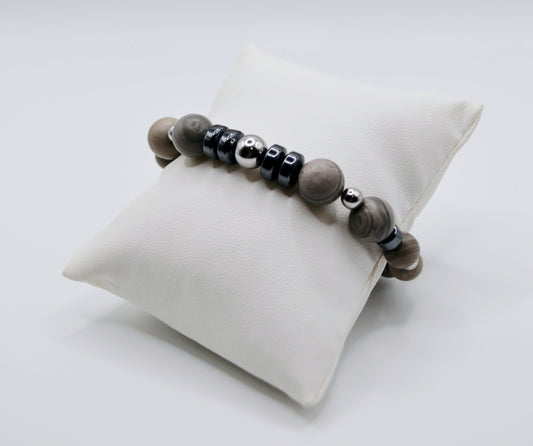 Weimaraner rondelle and silver bracelet