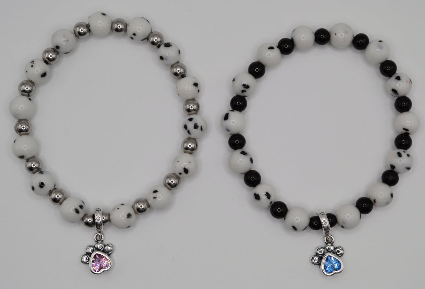 Dalmatian bracelet with blue paw charm