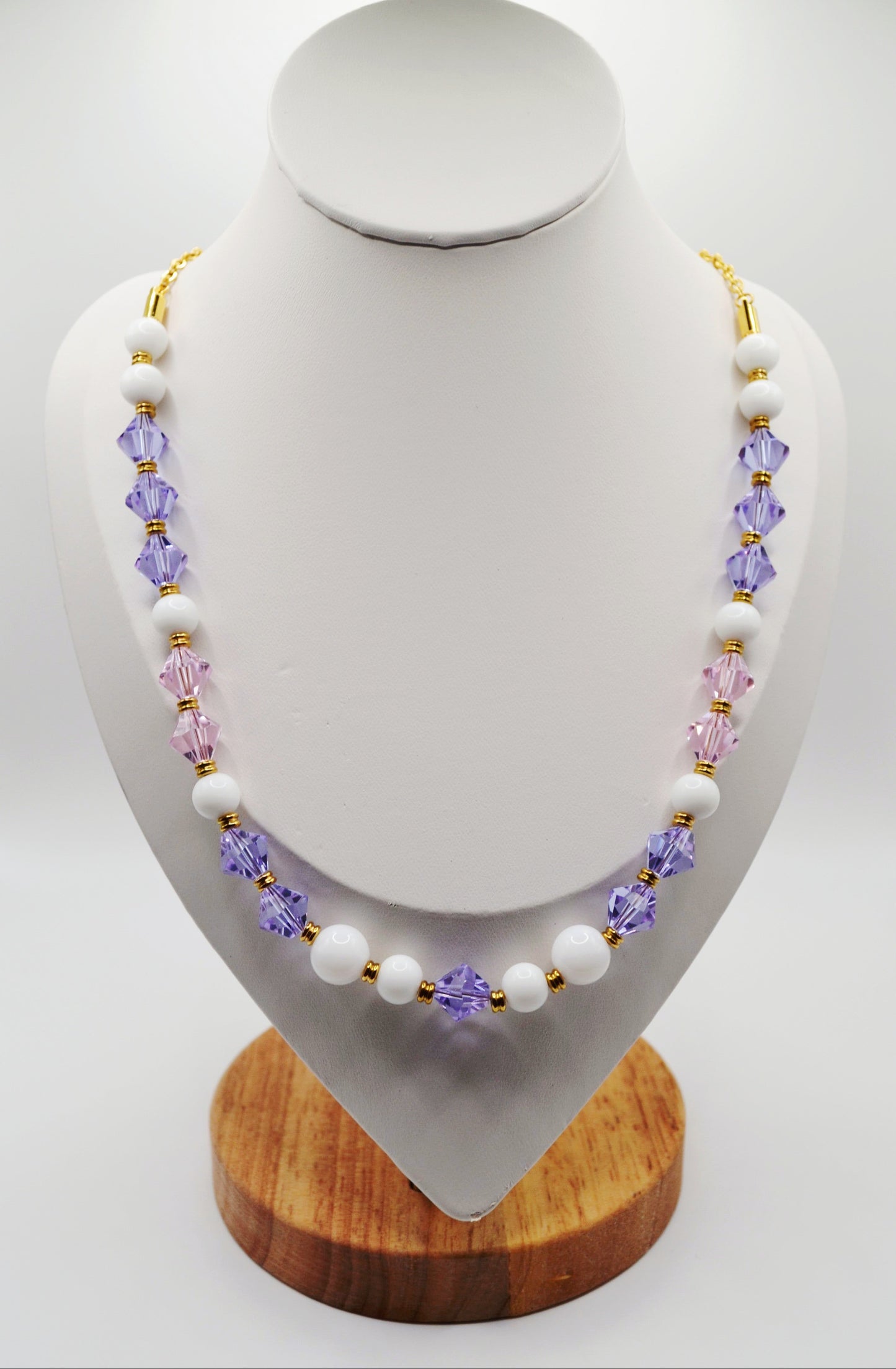 Violet and pink beaded necklace