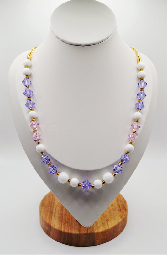 Violet and pink beaded necklace