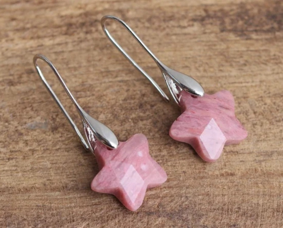 Gemstone star dangle earrings
