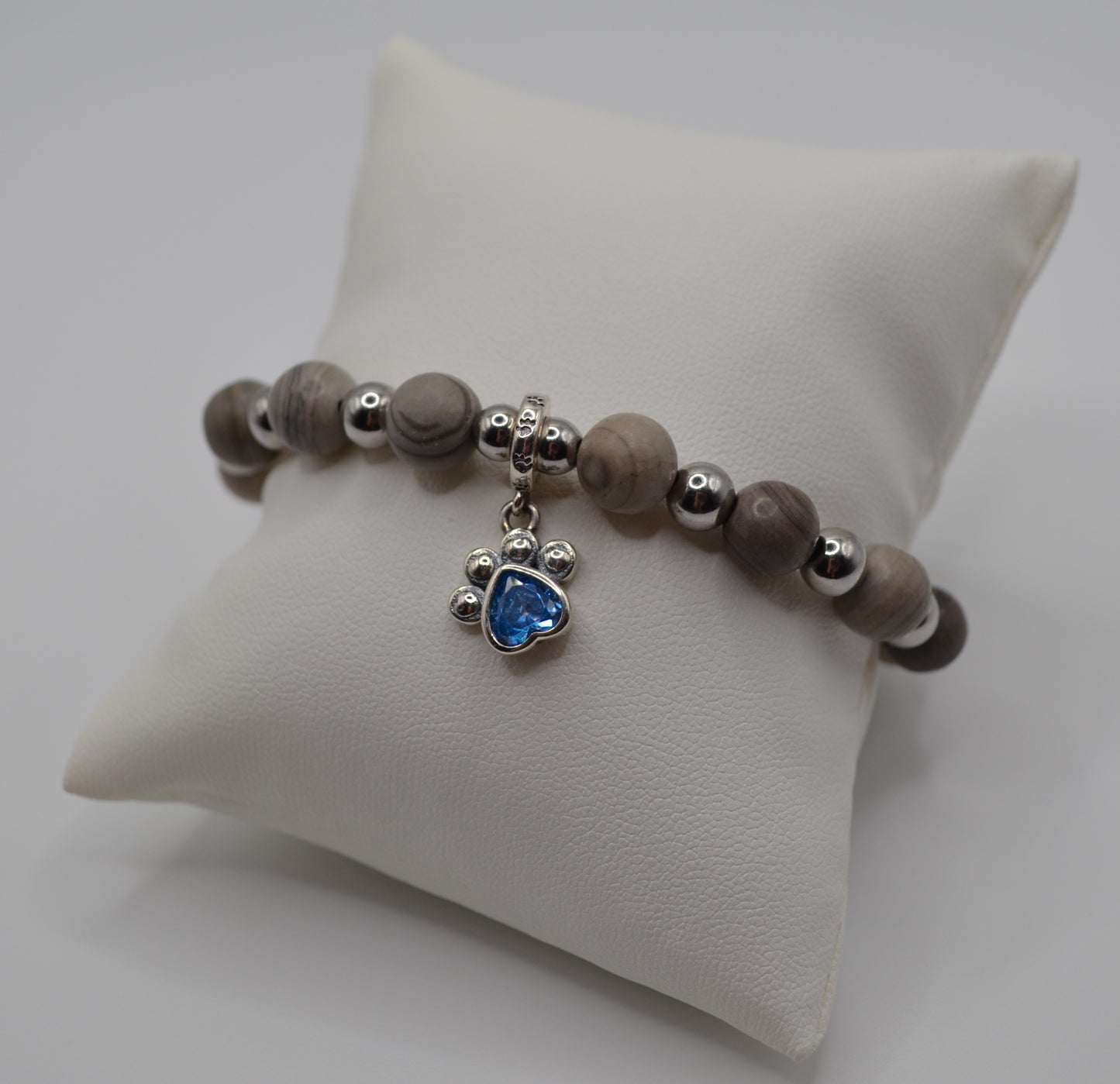 Weimaraner blue paw charm bracelet and earring set