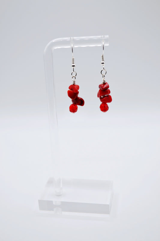 Red agate natural stone earrings