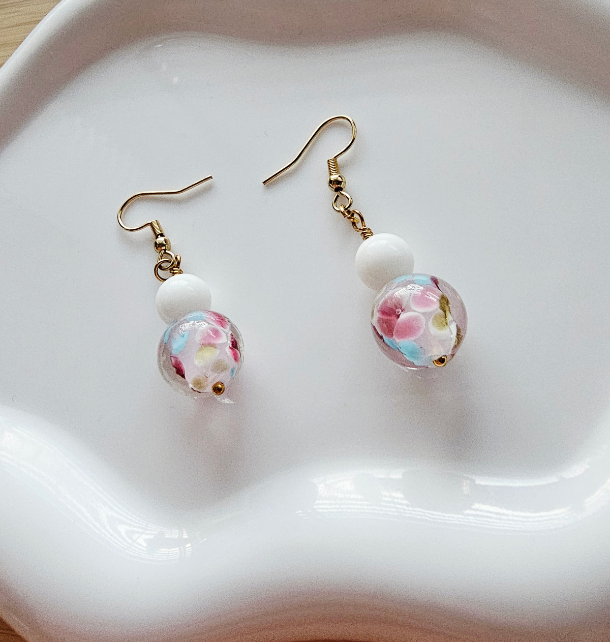 Floral glass earrings