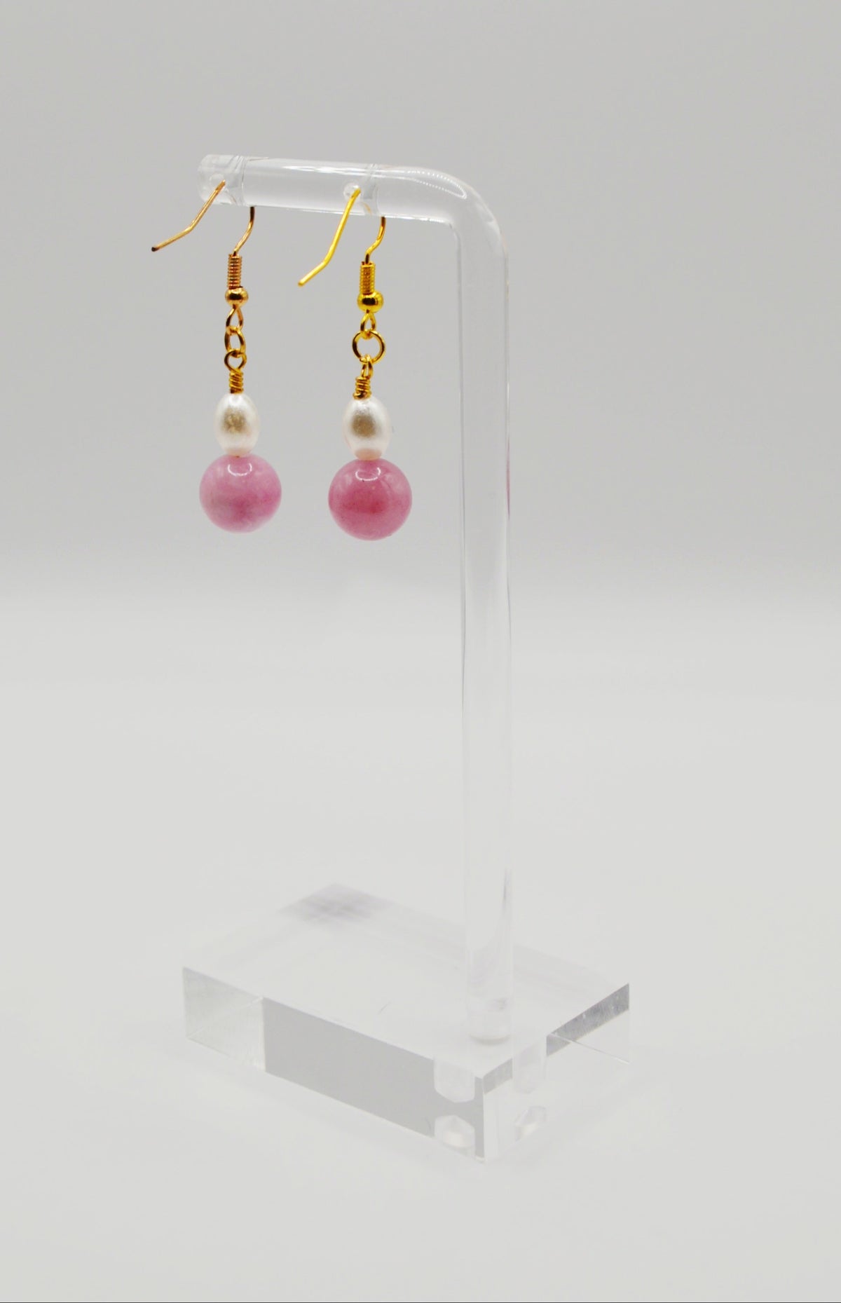 Rose pink and pearl earrings