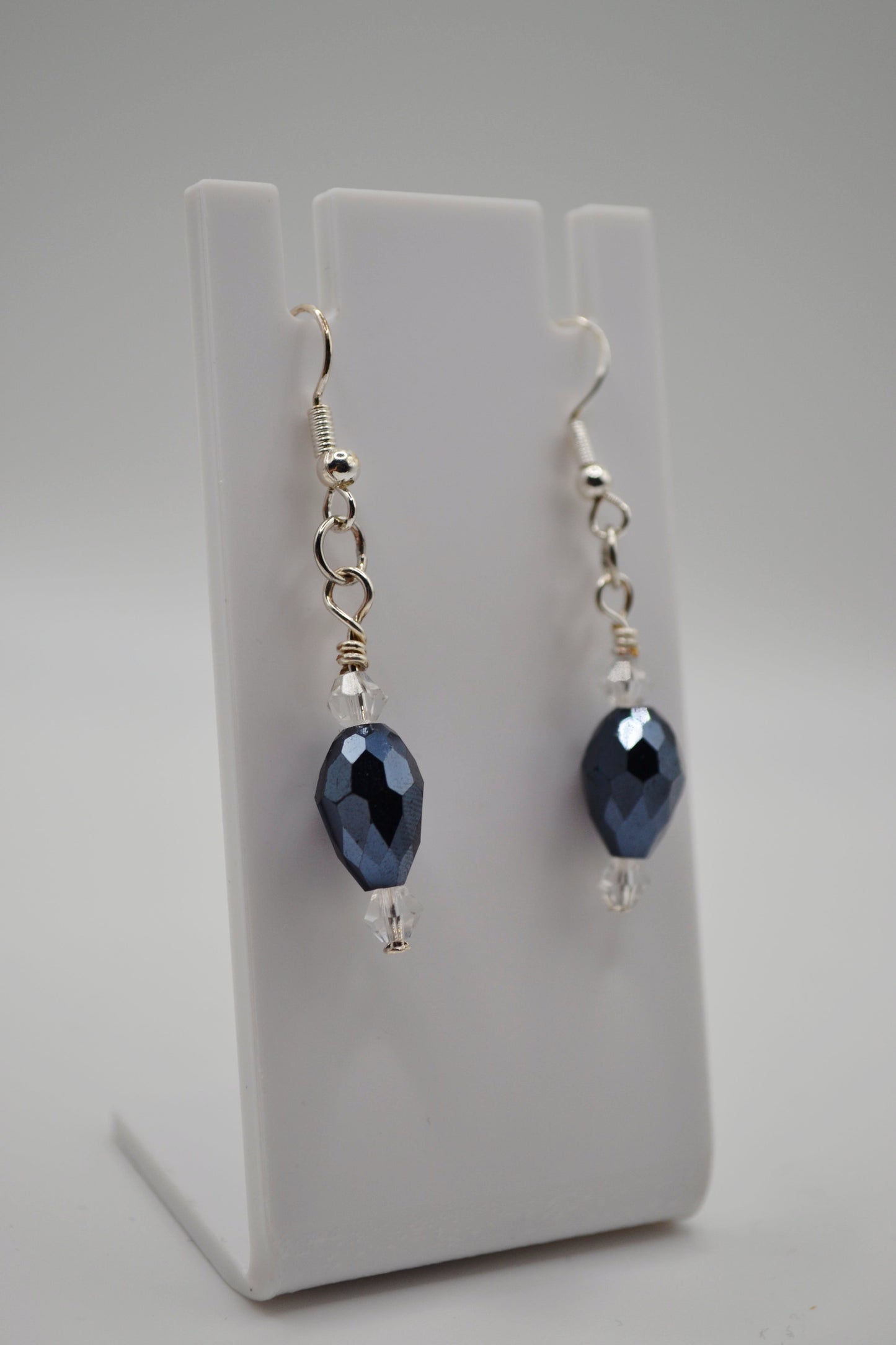 Dark blue crystal drop earrings