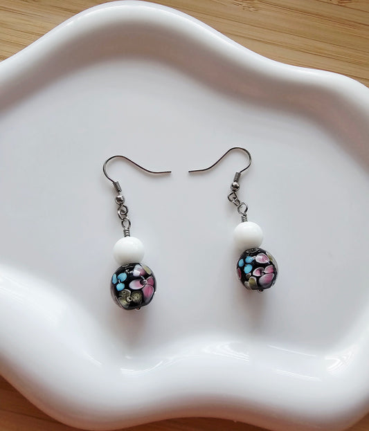 Floral glass earrings