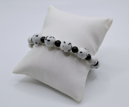 Dalmatian black beaded bracelet